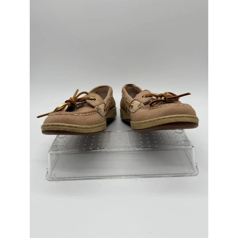 Sperry Top-Sider Angelfish Boat Shoes Women's 7.5M Tan Gold Glitter Leather